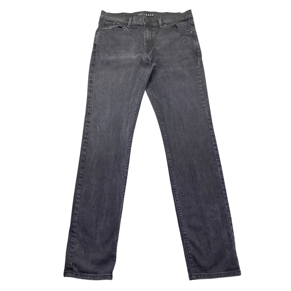 Mott & Bow Mens Slim Fit Jeans Grey Dark Wash Size 32x34 Stretch Denim Grunge